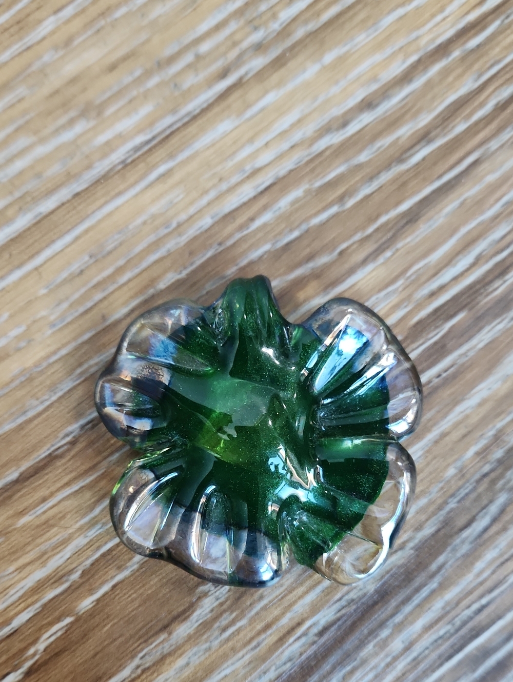 Glass Shamrock 4 Leaf Clover Charm